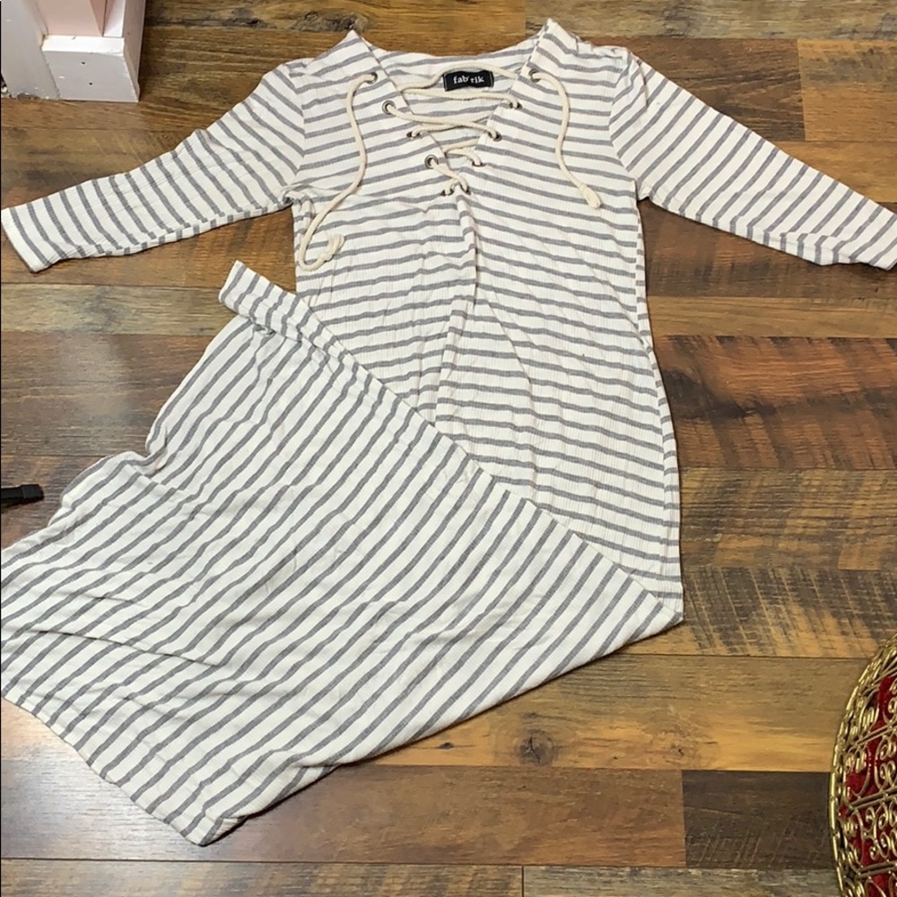 Grey and white floor length dress